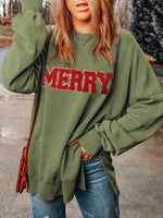 MERRY Side Slit Long Sleeve Sweatshirt for a perfect OOTD – dress to impress outfits from Amexza