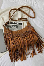 Suede Fringe Adjustable Strap Shoulder Bag for a perfect OOTD – dress to impress outfits from Amexza