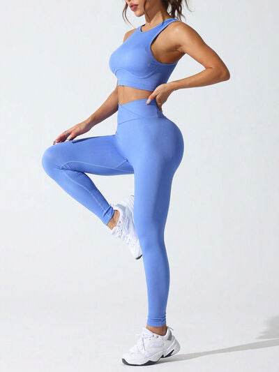 Round Neck Tank and High Waist Leggings Active Set for a perfect OOTD – dress to impress outfits from Amexza