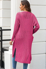 Open Front Slit Cardigan with Pockets for a perfect OOTD – dress to impress outfits from Amexza