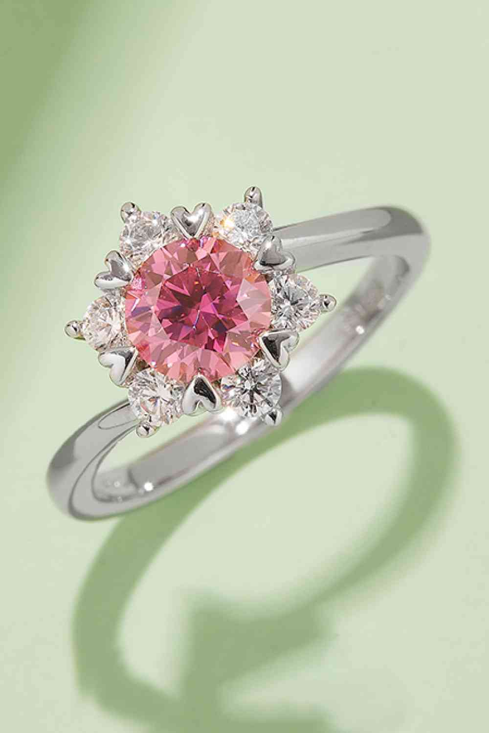 1 Carat Moissanite 925 Sterling Silver Cluster Ring Hot Pink for a perfect OOTD – dress to impress outfits from Amexza