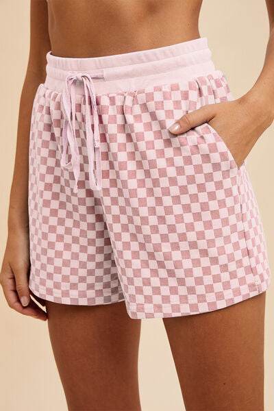 Annie Wear Checkered Round Neck Top and Drawstring Shorts Set for a perfect OOTD – dress to impress outfits from Amexza