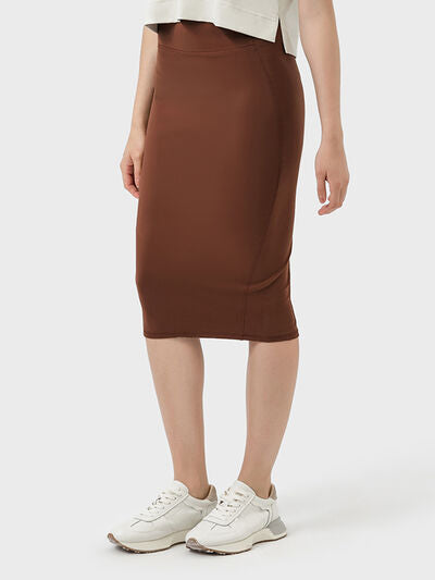 Millennia Slit Wrap Active Skirt Caramel for a perfect OOTD – dress to impress outfits from Amexza