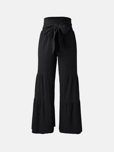 Tied Ruched Wide Leg Pants - Amexza