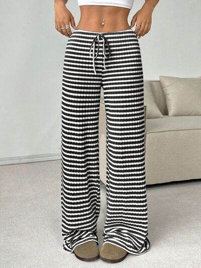 Tied Striped Wide Leg Pants Black for a perfect OOTD – dress to impress outfits from Amexza