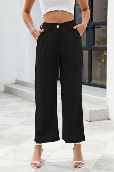 Pocketed High Waist Pants Black for a perfect OOTD – dress to impress outfits from Amexza