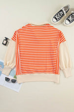 Striped Johnny Collar Long Sleeve Sweatshirt for a perfect OOTD – dress to impress outfits from Amexza