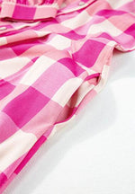 Ruched Plaid Three-Quarter Sleeve Shirt Dress for a perfect OOTD – dress to impress outfits from Amexza