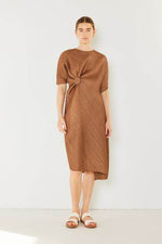 Marina West Swim Pleated Dolman Sleeve Dress Brown Khaki for a perfect OOTD – dress to impress outfits from Amexza