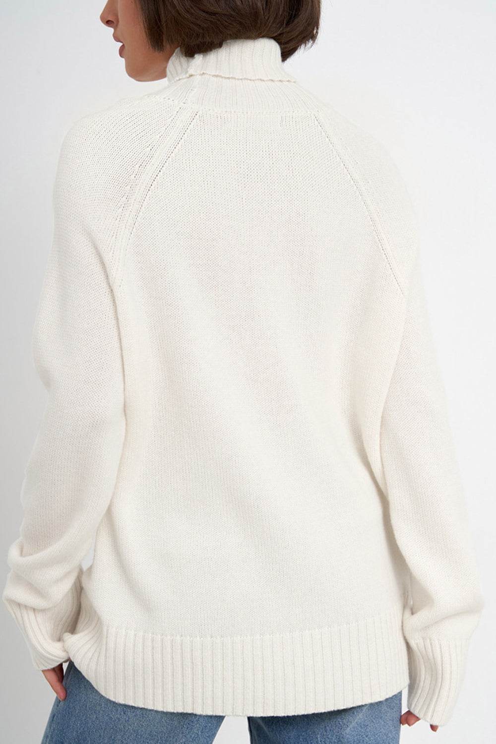 Turtle Neck Raglan Sleeve Sweater - Amexza