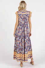Mittoshop Floral Ruffled Notched Cap Sleeve Maxi Dress for a perfect OOTD – dress to impress outfits from Amexza