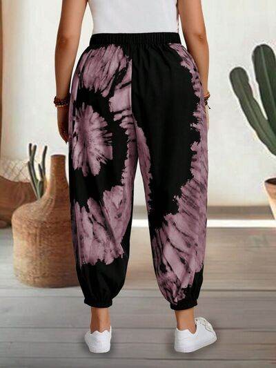 Tie-Dye Elastic Waist Pants - Amexza