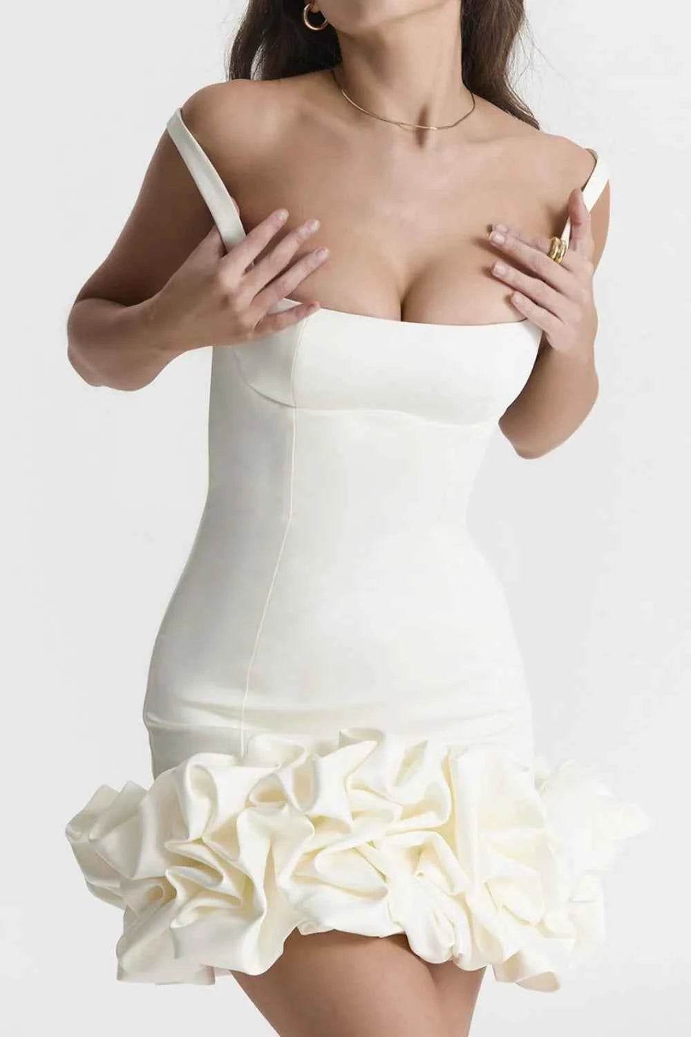 Ruched Square Neck Sleeve Mini Dress for a perfect OOTD – dress to impress outfits from Amexza