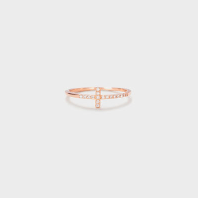 Cross Inlaid Zircon 925 Sterling Silver Ring Rose Gold for a perfect OOTD – dress to impress outfits from Amexza