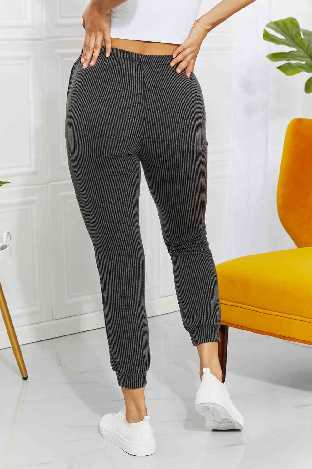 Blumin Apparel Full Size Easy Living Ribbed Joggers for a perfect OOTD – dress to impress outfits from Amexza