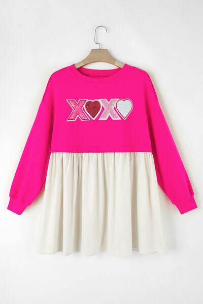 XOXO Sequin Heart Long Sleeve Dress for a perfect OOTD – dress to impress outfits from Amexza