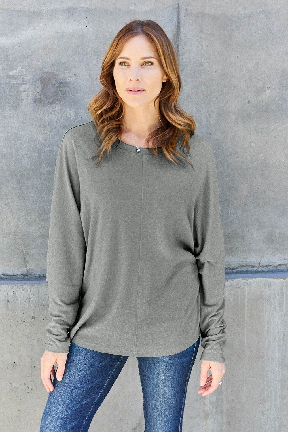 Double Take Full Size Round Neck Long Sleeve T-Shirt for a perfect OOTD – dress to impress outfits from Amexza