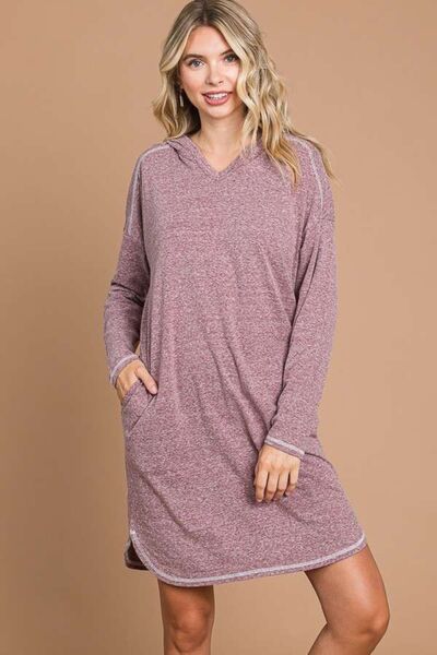 Culture Code Full Size Hooded Long Sleeve Sweater Dress for a perfect OOTD – dress to impress outfits from Amexza