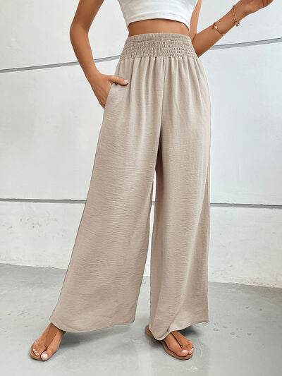 Perfee Wide Leg Pants with Pockets Dust Storm for a perfect OOTD – dress to impress outfits from Amexza