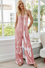 Shiny Tie-Dye Spaghetti Strap Jumpsuit with Pockets Pink Purple for a perfect OOTD – dress to impress outfits from Amexza