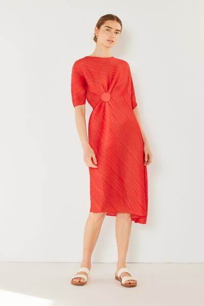 Marina West Swim Pleated Dolman Sleeve Dress Deep Orange for a perfect OOTD – dress to impress outfits from Amexza