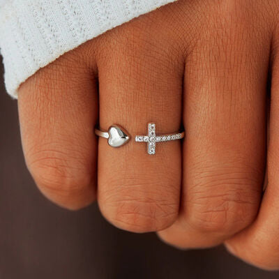 Heart Shape Cross Inlaid Zircon Open Ring for a perfect OOTD – dress to impress outfits from Amexza