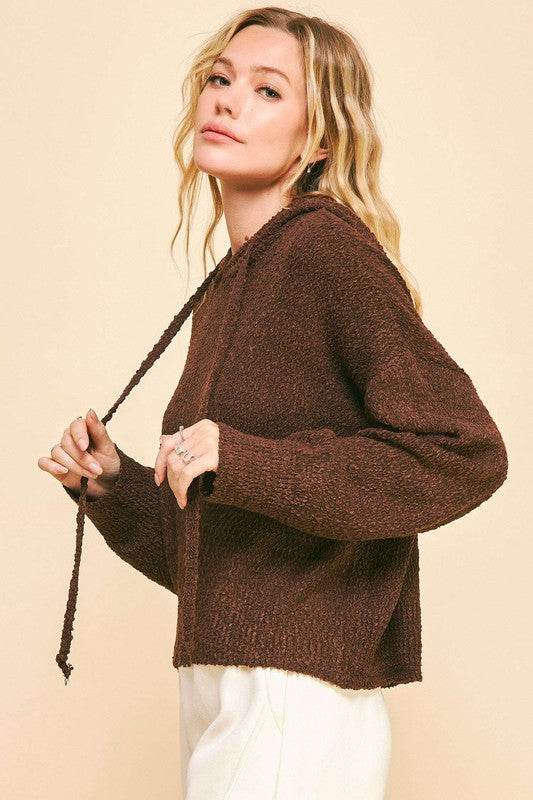 Davi & Dani Drop Shoulder Long Sleeve Hooded Sweater for a perfect OOTD – dress to impress outfits from Amexza