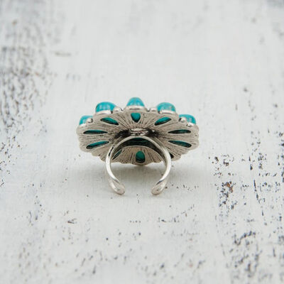 Artificial Turquoise Alloy Flower Ring for a perfect OOTD – dress to impress outfits from Amexza