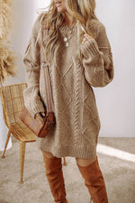 Cable-Knit Round Neck Sweater Dress for a perfect OOTD – dress to impress outfits from Amexza