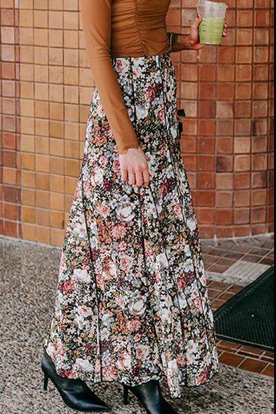 Floral Elastic Waist Maxi Skirt Floral for a perfect OOTD – dress to impress outfits from Amexza