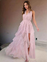 Halter Neck Irregular Mesh Dress Blush Pink for a perfect OOTD – dress to impress outfits from Amexza