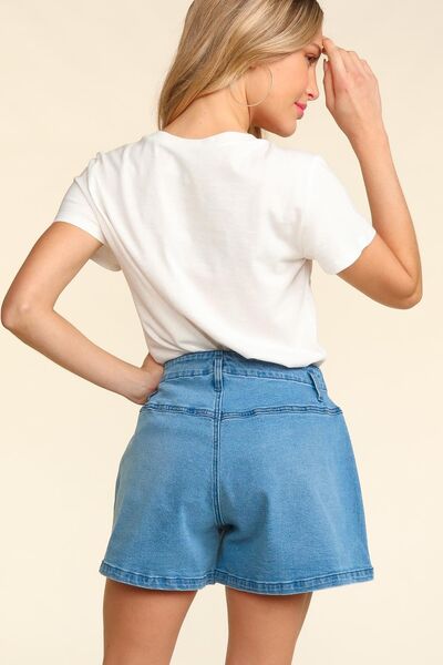 Haptics High Rise Button Fly Washed Denim Shorts for a perfect OOTD – dress to impress outfits from Amexza