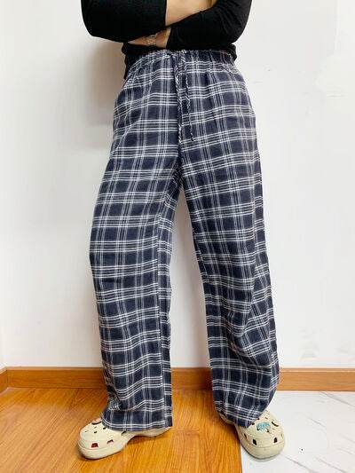 Plaid Drawstring Wide Leg Pants for a perfect OOTD – dress to impress outfits from Amexza