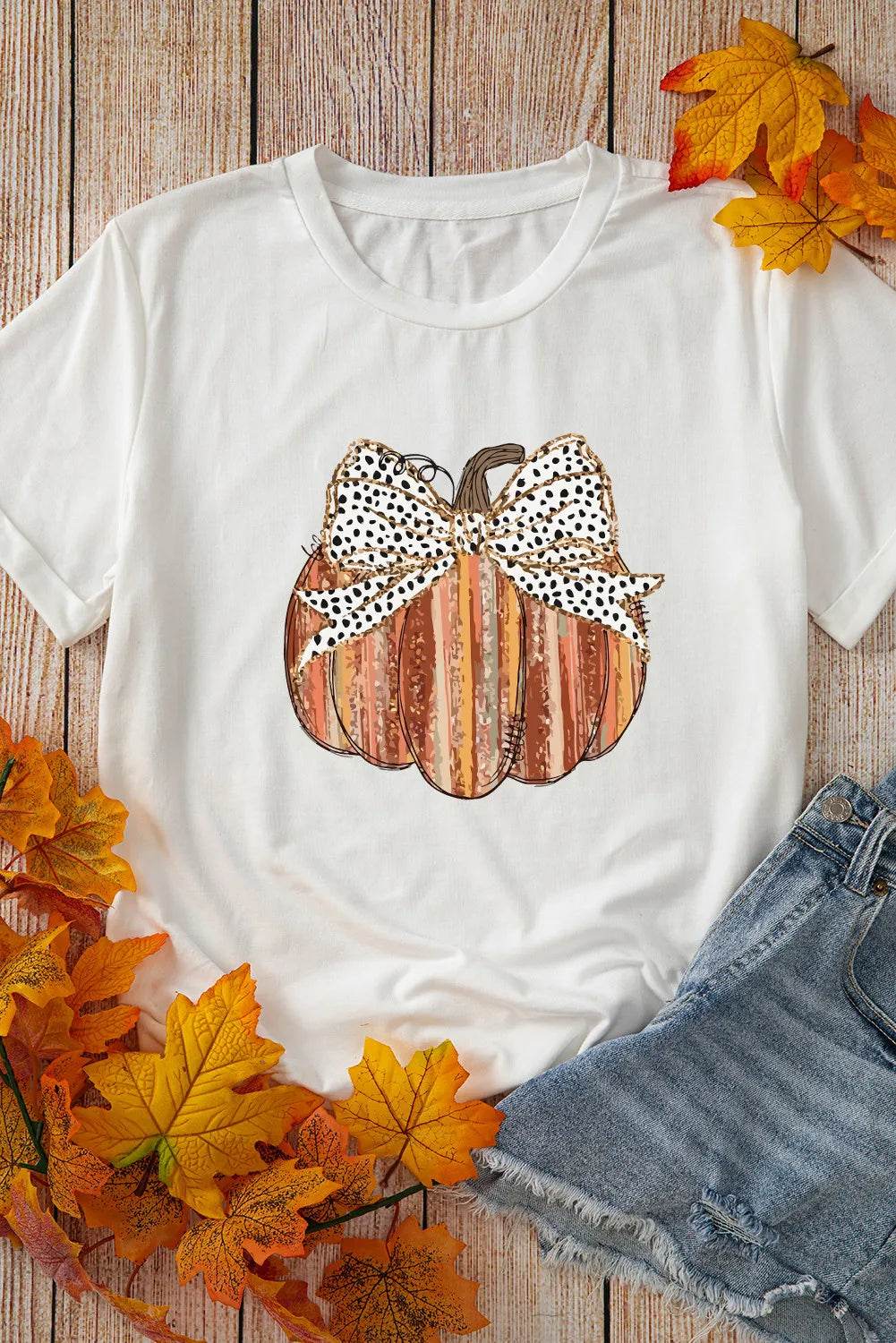 Full Size Pumpkin Round Neck Short Sleeve T-Shirt for a perfect OOTD – dress to impress outfits from Amexza