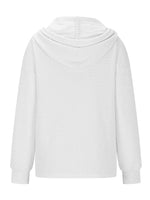 Drawstring Quarter Button Long Sleeve Hoodie for a perfect OOTD – dress to impress outfits from Amexza