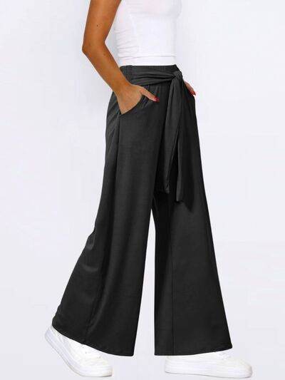 Tied Wide Leg Pants with Pockets for a perfect OOTD – dress to impress outfits from Amexza