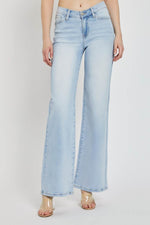 RISEN Full Size Wide Leg V Dipped Front Waist Jeans - Amexza