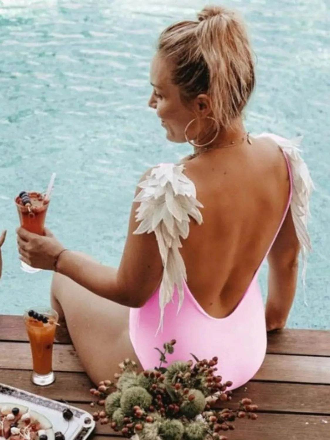 Backless Wide Strap Parent-Child Swimwear Mom-Pink for a perfect OOTD – dress to impress outfits from Amexza