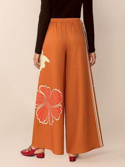 Printed Elastic Waist Wide Leg Pants for a perfect OOTD – dress to impress outfits from Amexza