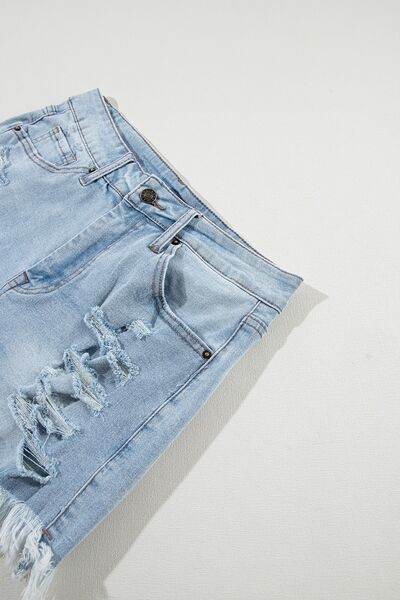 Distressed Raw Hem Denim Shorts for a perfect OOTD – dress to impress outfits from Amexza