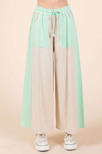 Mittoshop Color Block Wide Leg Pants Natural Mint for a perfect OOTD – dress to impress outfits from Amexza