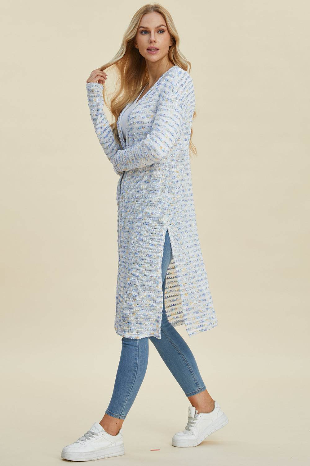 Double Take Full Size Open Front Longline Cardigan for a perfect OOTD – dress to impress outfits from Amexza