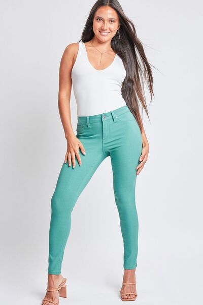 YMI Jeanswear Full Size Hyperstretch Mid-Rise Skinny Pants SeaGreen for a perfect OOTD – dress to impress outfits from Amexza