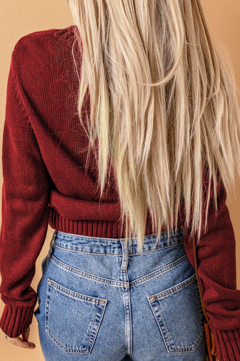 Cable-Knit Button Down V-Neck Cardigan - Amexza