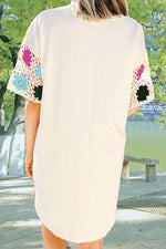 Openwork Crochet Round Neck Half Sleeve Dress for a perfect OOTD – dress to impress outfits from Amexza