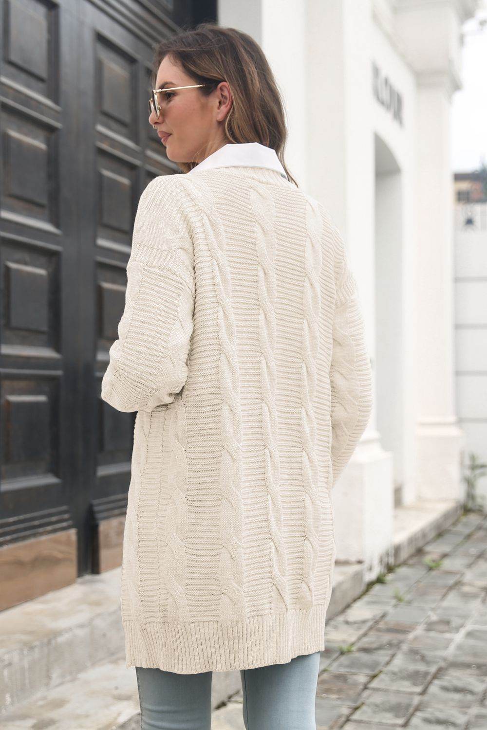 Open Front Cable-Knit Cardigan for a perfect OOTD – dress to impress outfits from Amexza