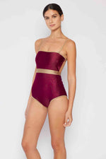 Marina West Swim Wave Break Contrast Trim One-Piece in Wine for a perfect OOTD – dress to impress outfits from Amexza