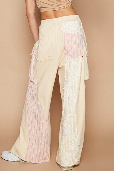 POL Crochet Contrast Drawstring Wide Leg Pants for a perfect OOTD – dress to impress outfits from Amexza