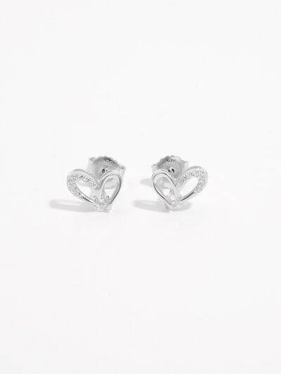 925 Sterling Silver Inlaid Zircon Heart Earrings for a perfect OOTD – dress to impress outfits from Amexza