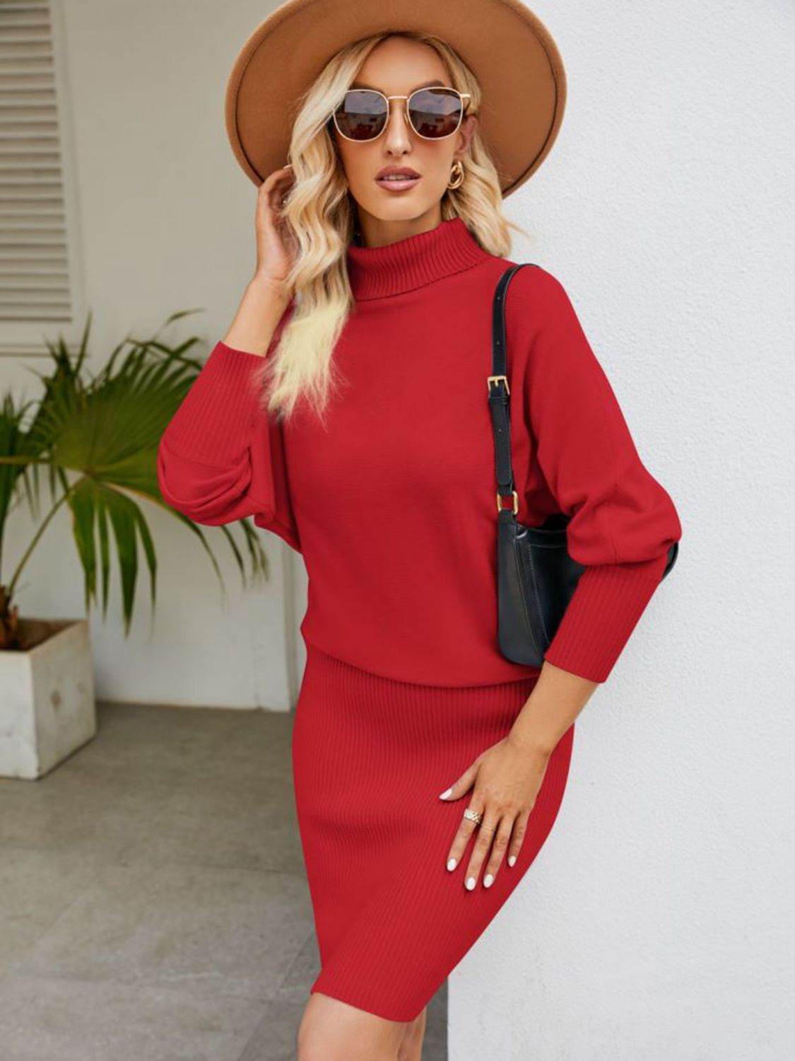 Turtle Neck Long Sleeve Ribbed Sweater Dress for a perfect OOTD – dress to impress outfits from Amexza